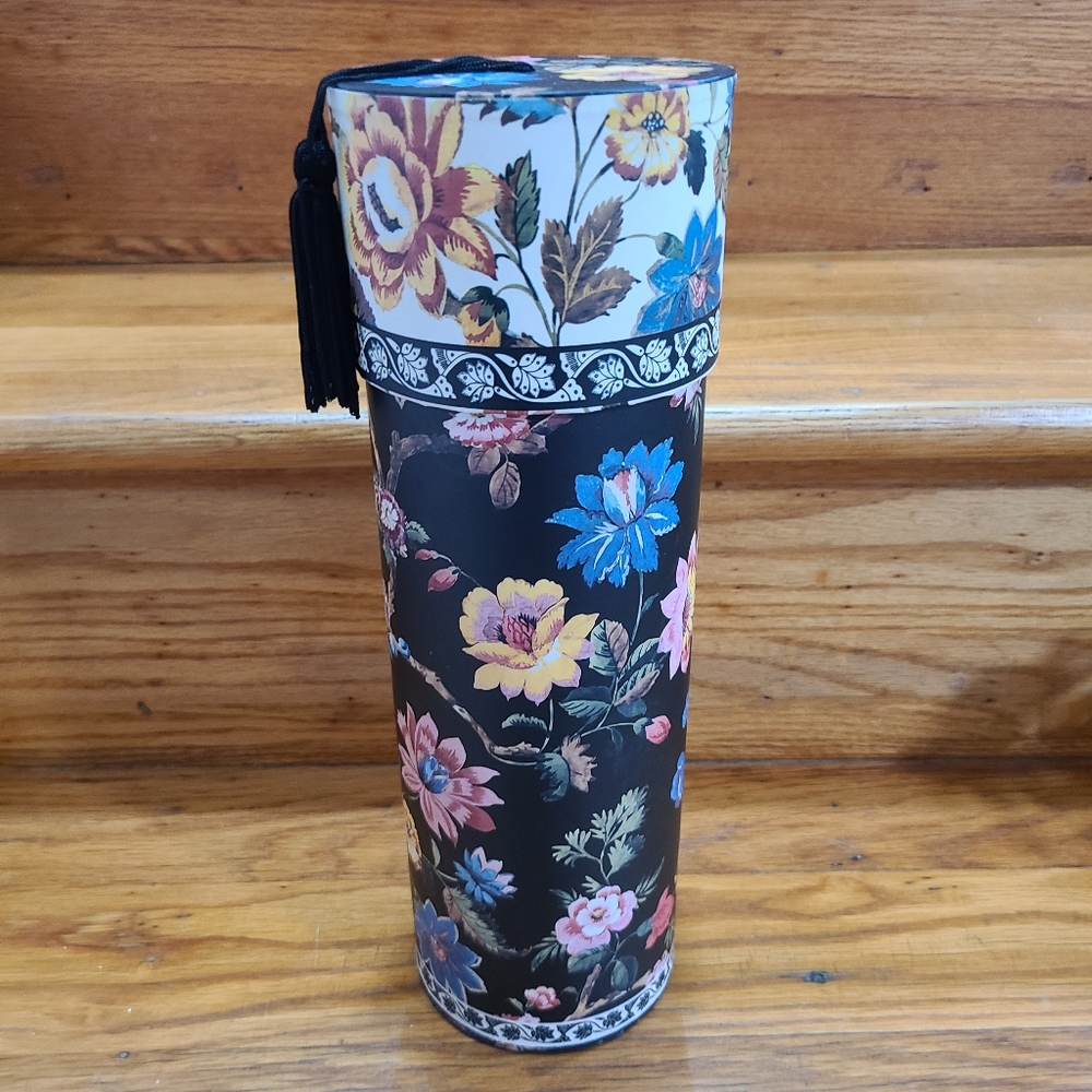 Punch Studio Black Floral wine bottle gift box tube cylinder gift box